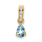 Pear Gemstone & Diamond Pendant - 14k Yellow Gold / Blue Aquamarine