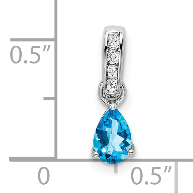 Pear Gemstone & Diamond Pendant - 14k White Gold / Blue Sky Blue Topaz