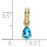 Pear Gemstone & Diamond Pendant - 14k Yellow Gold / Blue Sky Blue Topaz