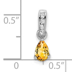 Pear Gemstone & Diamond Pendant - 14k White Gold / Yellow Citrine