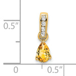 Pear Gemstone & Diamond Pendant - 14k Yellow Gold / Yellow Citrine