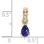 Pear Gemstone & Diamond Pendant - 14k Yellow Gold / Blue Sapphire, Lab Created