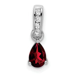 Pear Gemstone & Diamond Pendant - 14k White Gold / Red Garnet