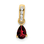 Pear Gemstone & Diamond Pendant - 14k Yellow Gold / Red Garnet