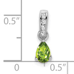 Pear Gemstone & Diamond Pendant - 14k White Gold / Green Peridot