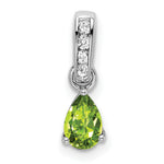 Pear Gemstone & Diamond Pendant - 14k White Gold / Green Peridot
