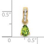 Pear Gemstone & Diamond Pendant - 14k Yellow Gold / Green Peridot