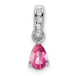 Pear Gemstone & Diamond Pendant - 14k White Gold / Pink Pink Tourmaline