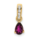 Pear Gemstone & Diamond Pendant - 14k Yellow Gold / Red Rhodolite Garnet