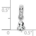 Pear Gemstone & Diamond Pendant - 14k White Gold / White White Topaz