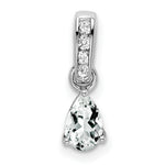 Pear Gemstone & Diamond Pendant - 14k White Gold / White White Topaz