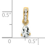 Pear Gemstone & Diamond Pendant - 14k Yellow Gold / White White Topaz