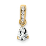 Pear Gemstone & Diamond Pendant - 14k Yellow Gold / White White Topaz
