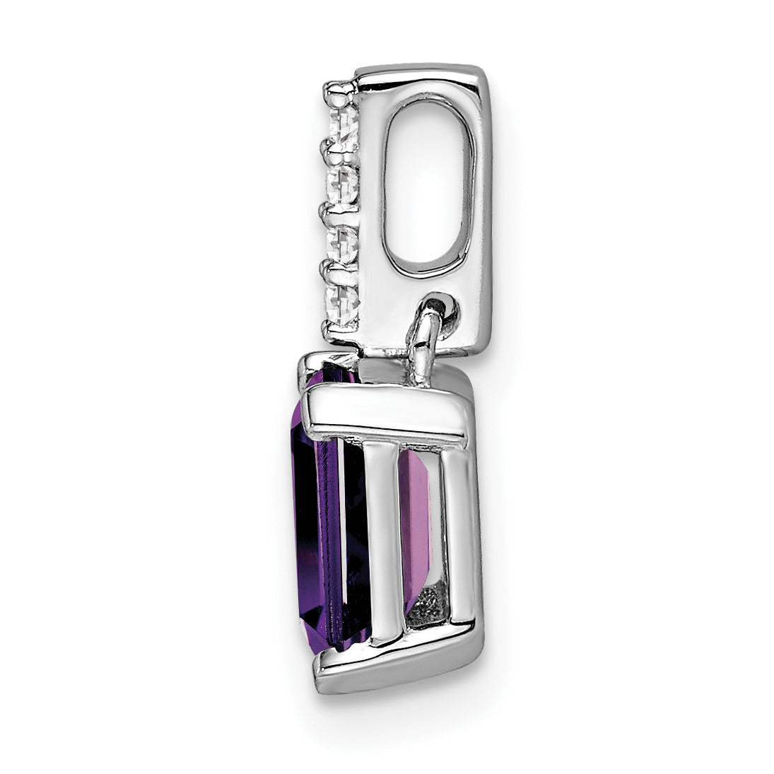 Gemstone & Diamond Pendant - 10k White Gold / Purple Amethyst