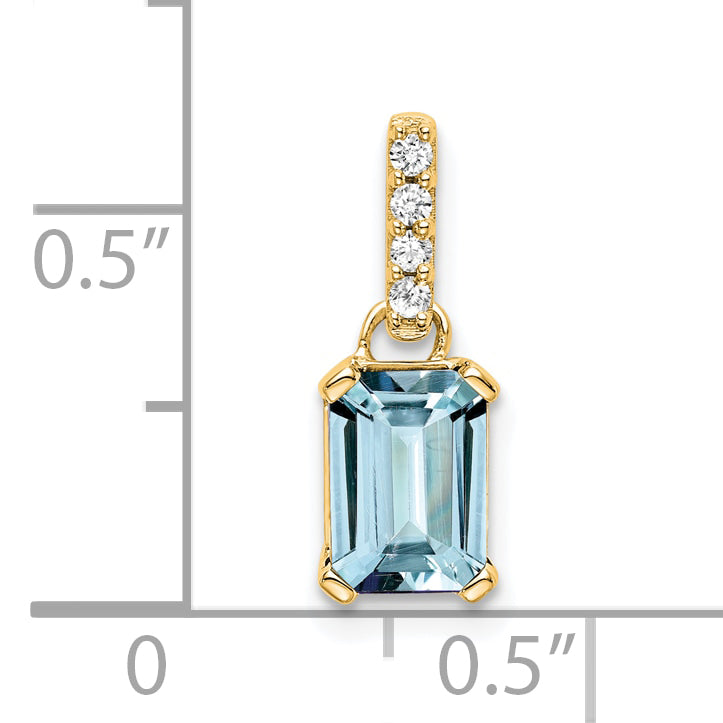 Gemstone & Diamond Pendant - 10k Yellow Gold / Blue Aquamarine