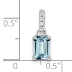 Gemstone & Diamond Pendant - 14k White Gold / Blue Aquamarine