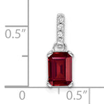Gemstone & Diamond Pendant - 14k White Gold / Red Ruby, Lab Created