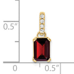 Gemstone & Diamond Pendant - 10k Yellow Gold / Red Garnet
