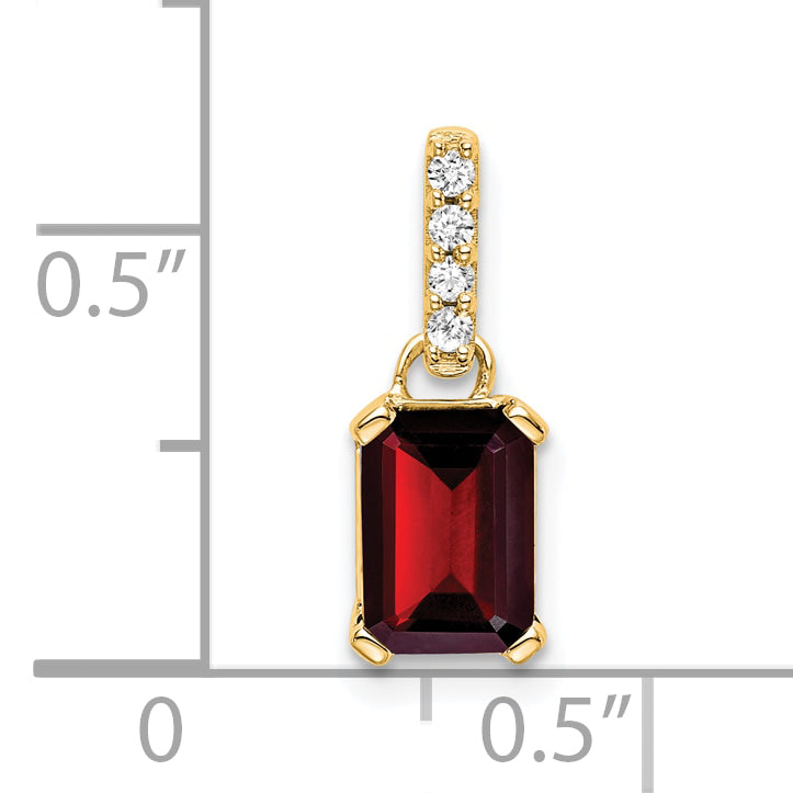 Gemstone & Diamond Pendant - 10k Yellow Gold / Red Garnet