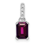Gemstone & Diamond Pendant - 10k White Gold / Rhodolite Garnet