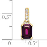Gemstone & Diamond Pendant - 10k Yellow Gold / Rhodolite Garnet