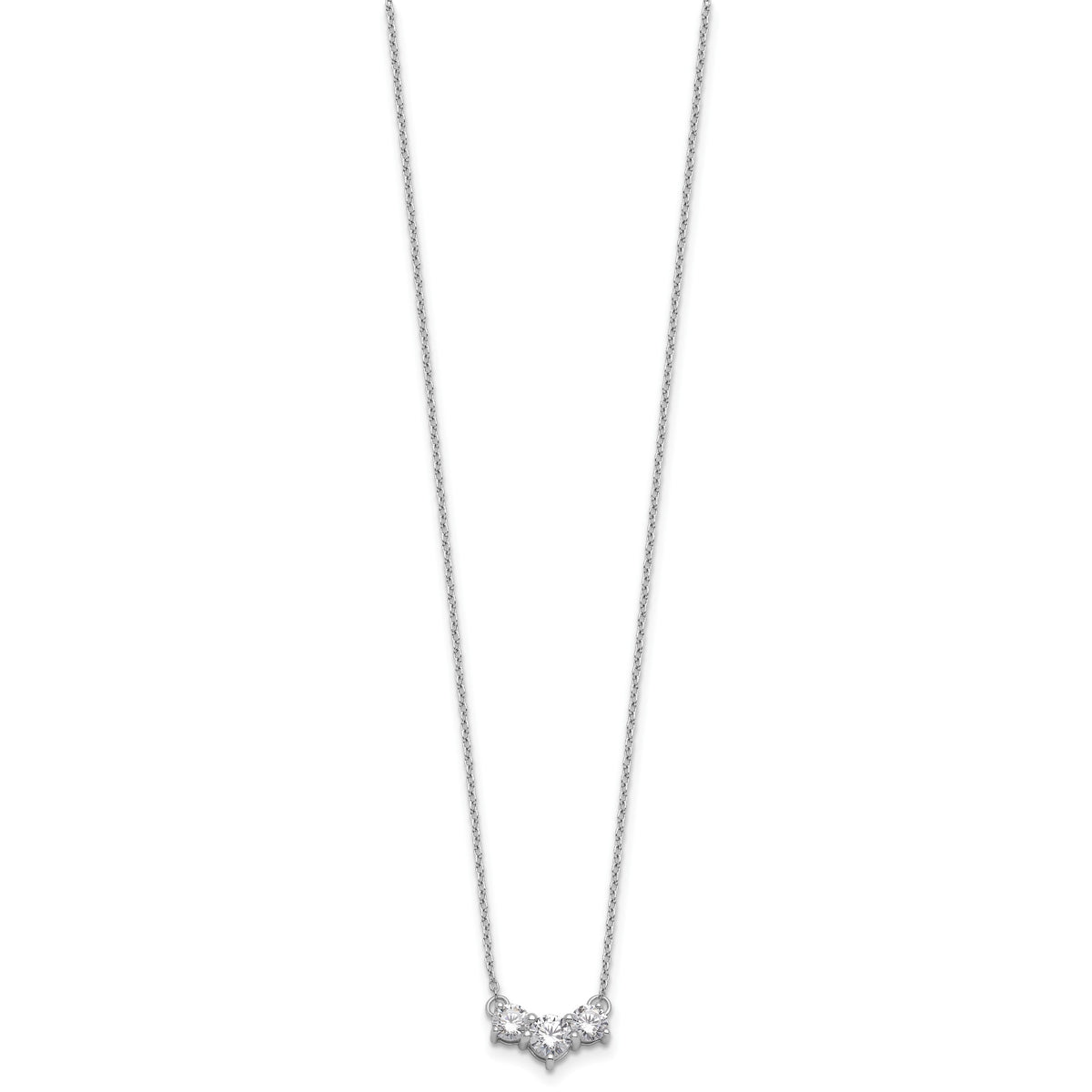 Gold Lab Grown Diamond 3-Stone Necklace - 14k White Gold / 1-1/2 ctw.