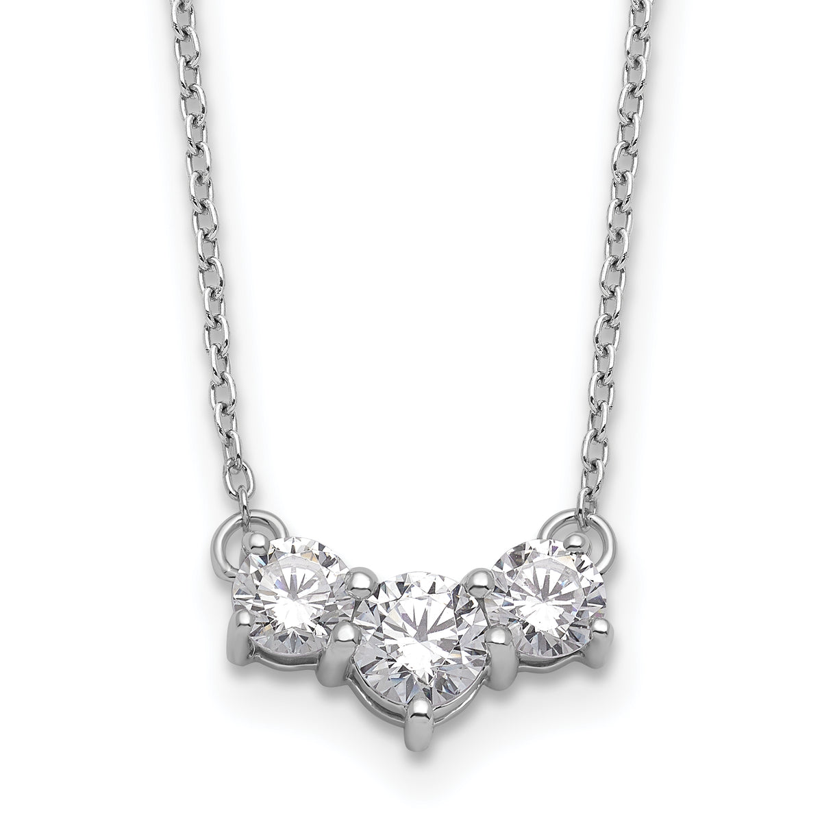 Gold Lab Grown Diamond 3-Stone Necklace - 14k White Gold / 1 ctw.