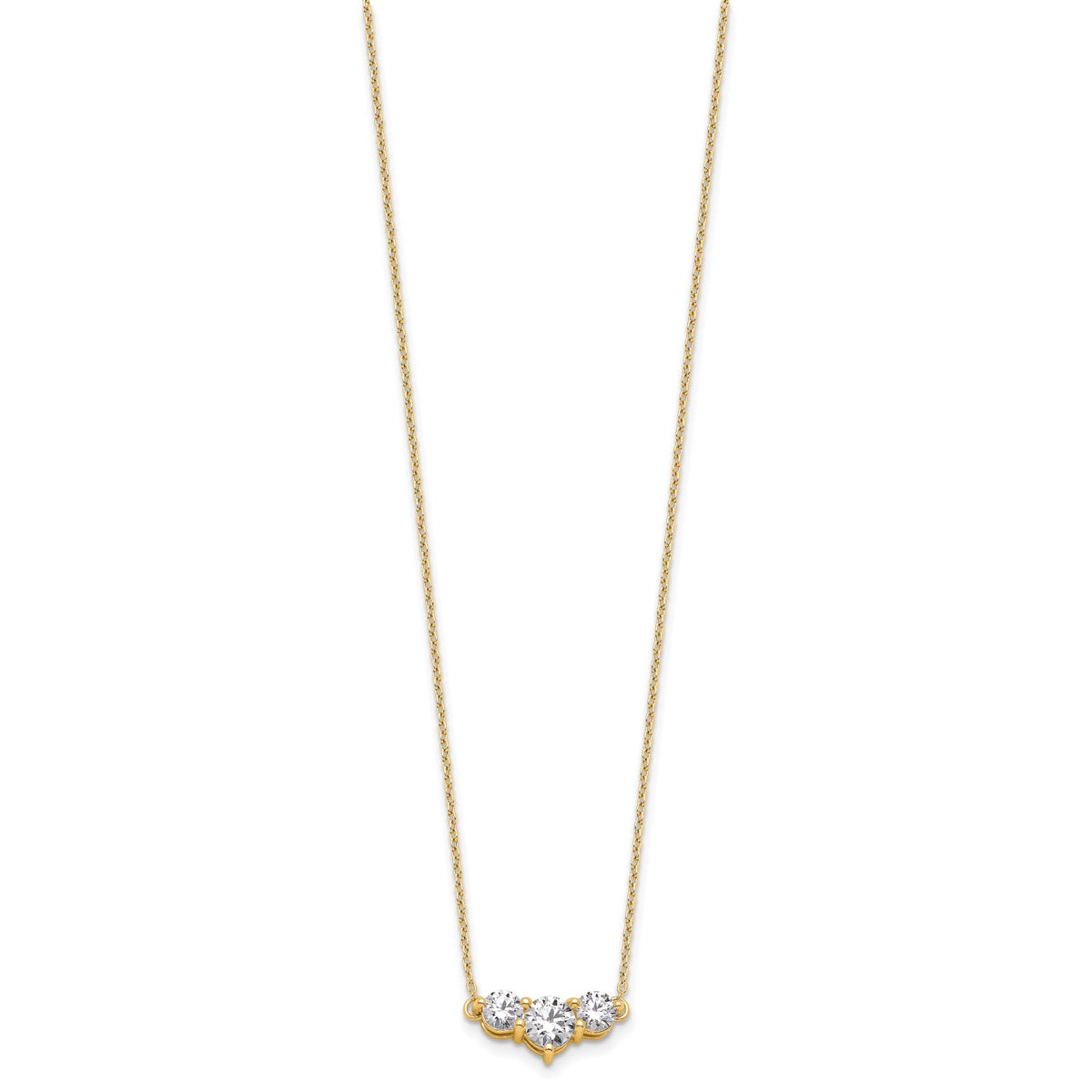 Gold Lab Grown Diamond 3-Stone Necklace - 14k Yellow Gold / 1-1/2 ctw.