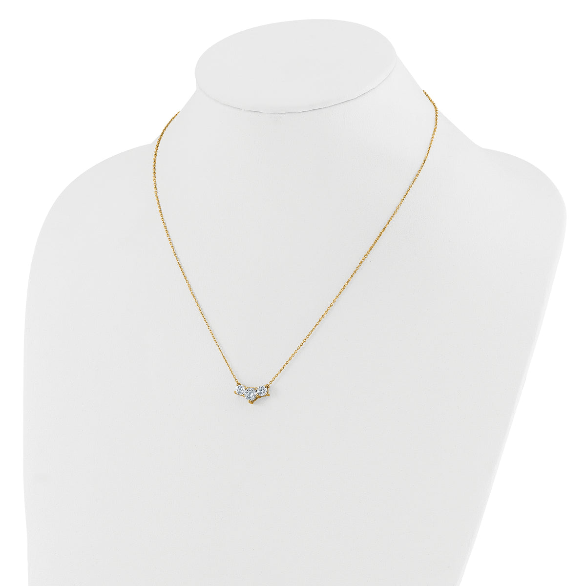 Gold Lab Grown Diamond 3-Stone Necklace - 14k Yellow Gold / 1-1/2 ctw.