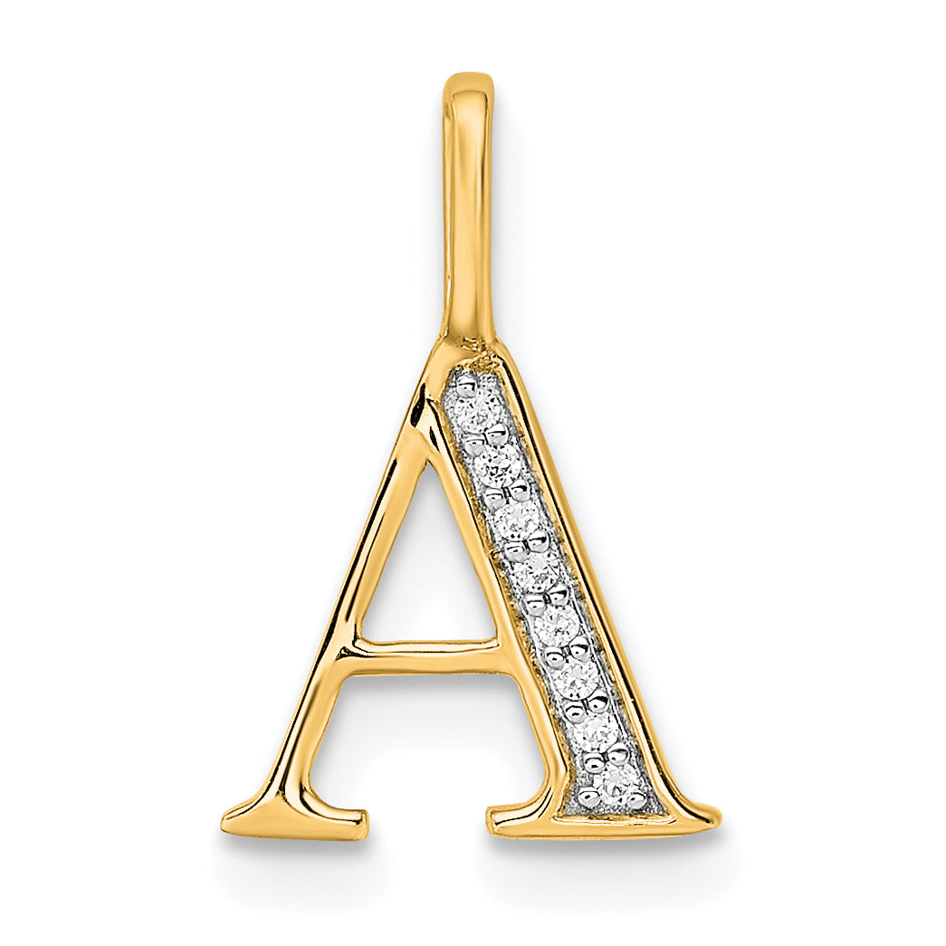 Diamond Initial Pendant - A / 14k Yellow Gold