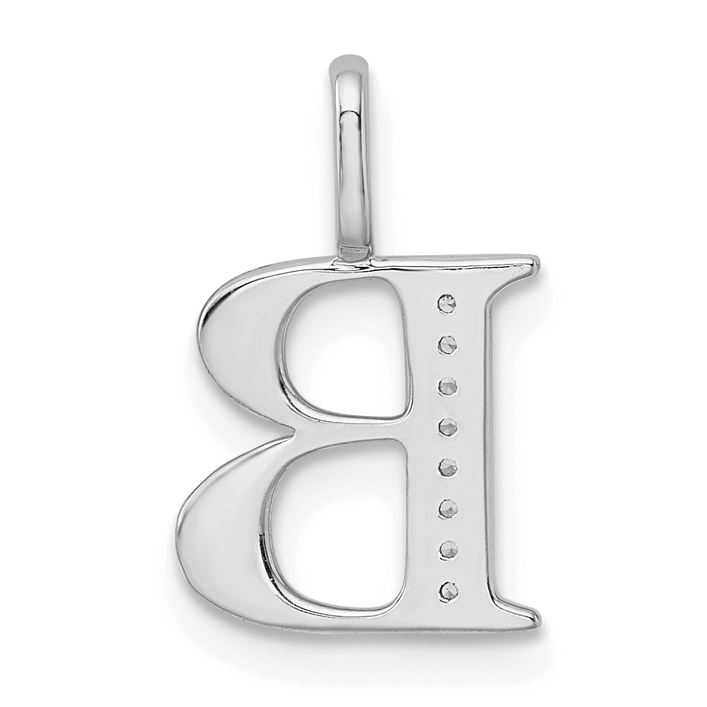 Diamond Initial Pendant - B / 14k White Gold
