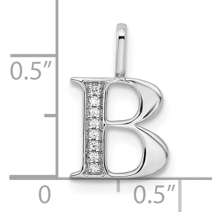 Diamond Initial Pendant - B / 14k White Gold