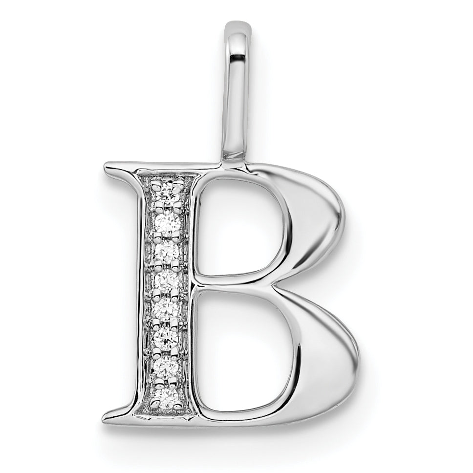 Diamond Initial Pendant - B / 14k White Gold
