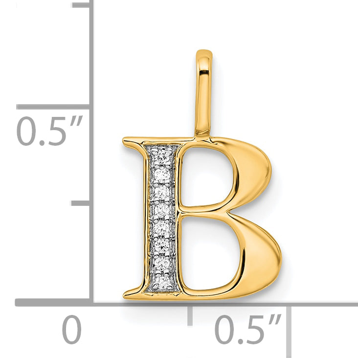 Diamond Initial Pendant - B / 14k Yellow Gold