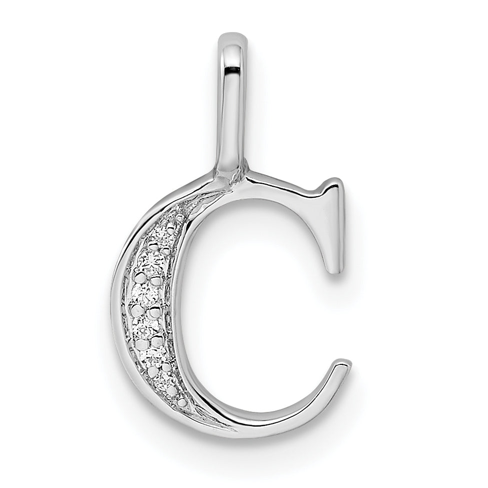 Diamond Initial Pendant - C / 14k White Gold