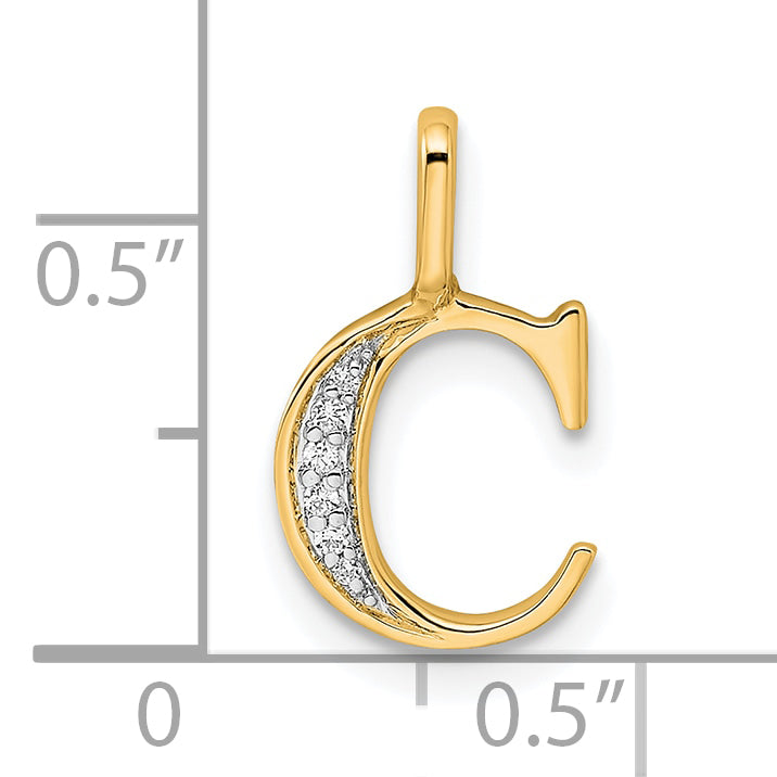 Diamond Initial Pendant - C / 14k Yellow Gold
