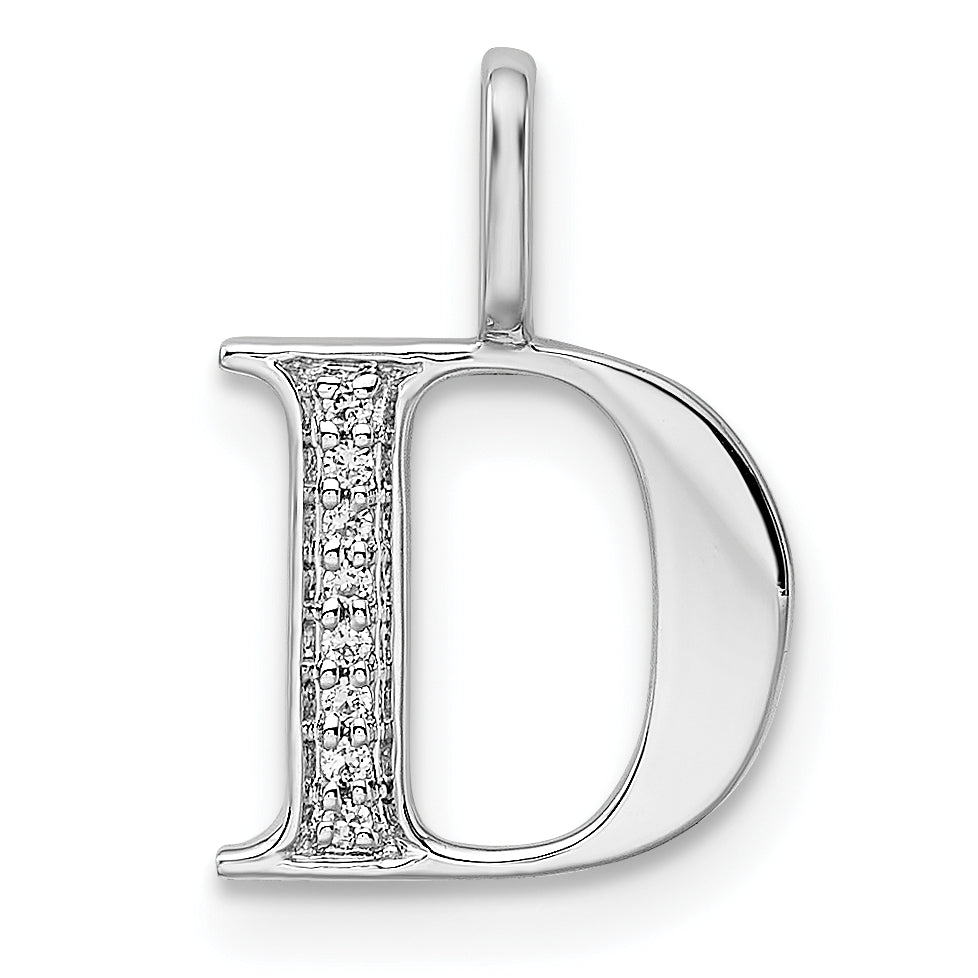 Diamond Initial Pendant - D / 14k White Gold