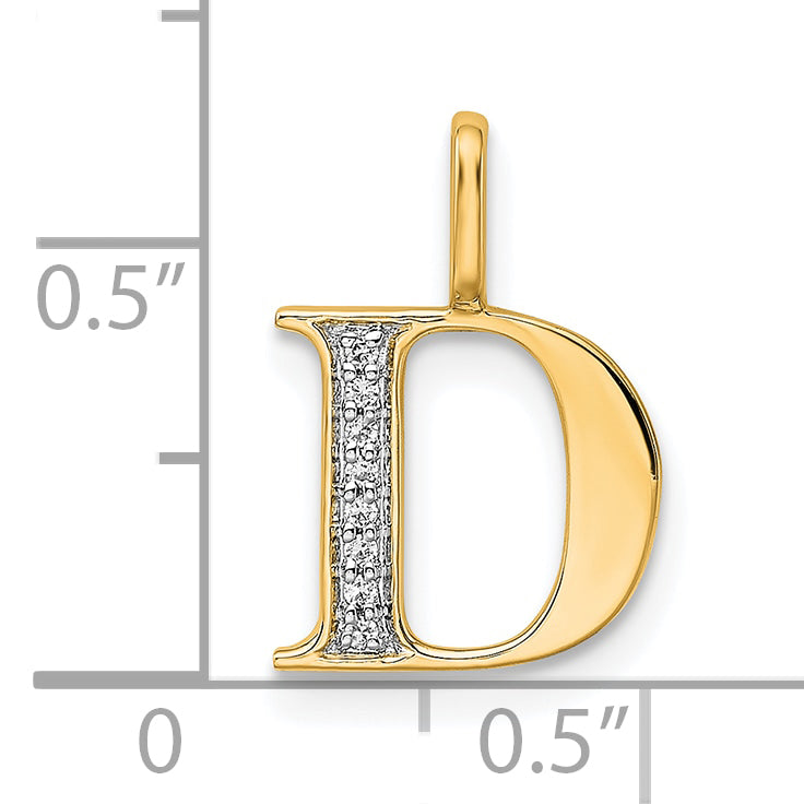 Diamond Initial Pendant - D / 14k Yellow Gold