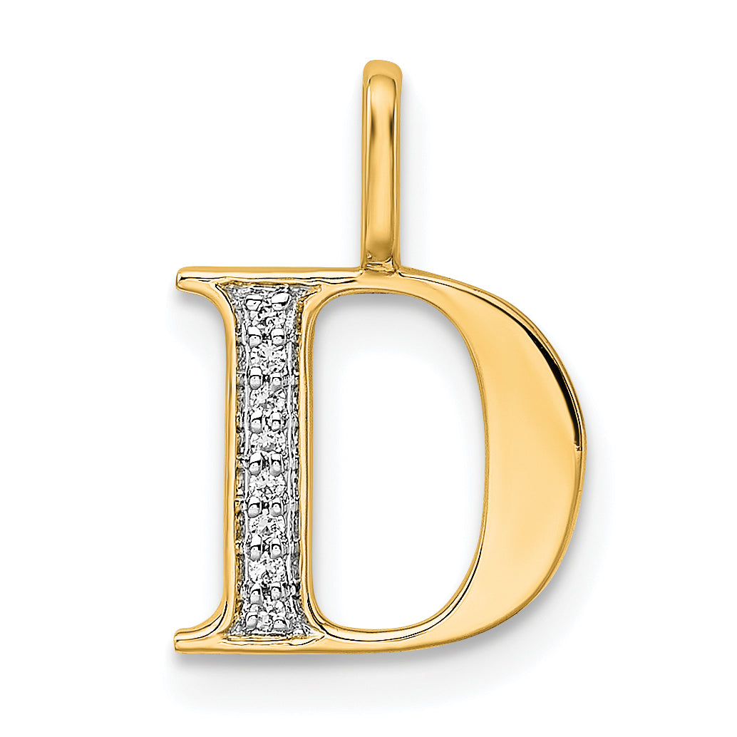 Diamond Initial Pendant - D / 14k Yellow Gold
