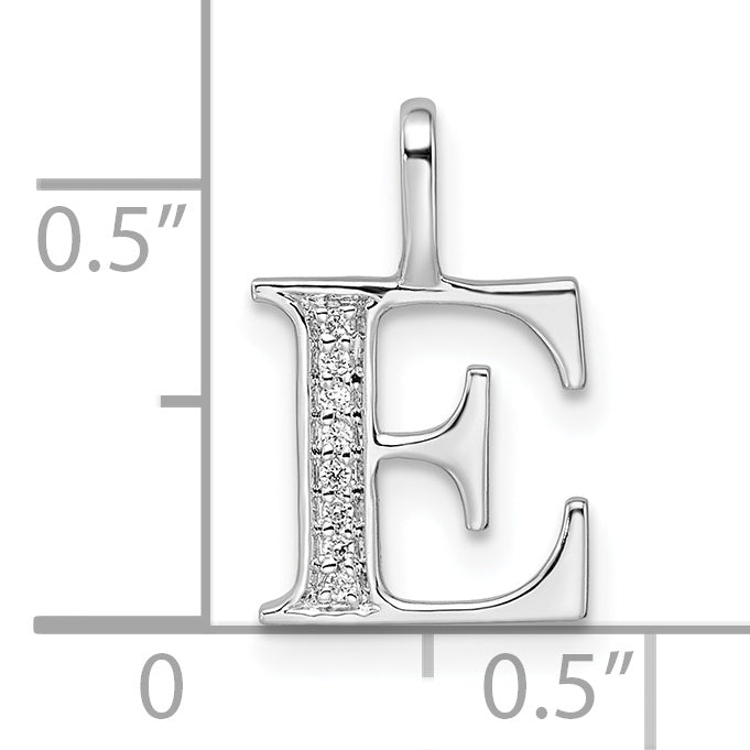 Diamond Initial Pendant - E / 14k White Gold