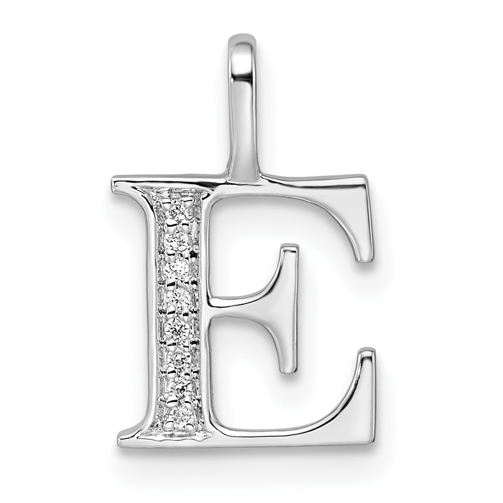 Diamond Initial Pendant - E / 14k White Gold