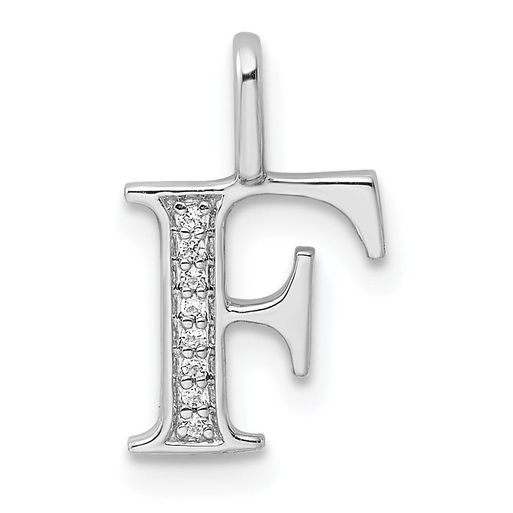 Diamond Initial Pendant - F / 14k White Gold