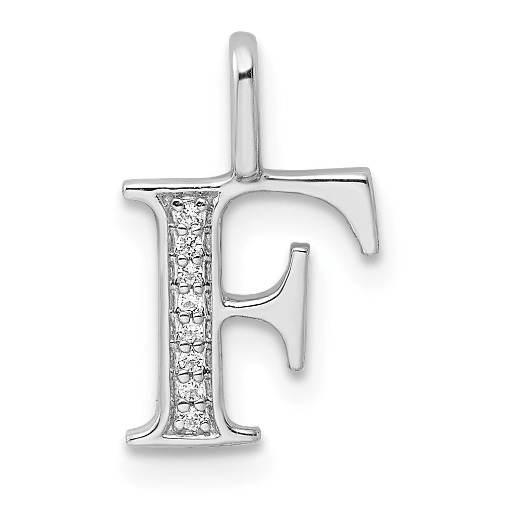 Diamond Initial Pendant - F / 14k White Gold