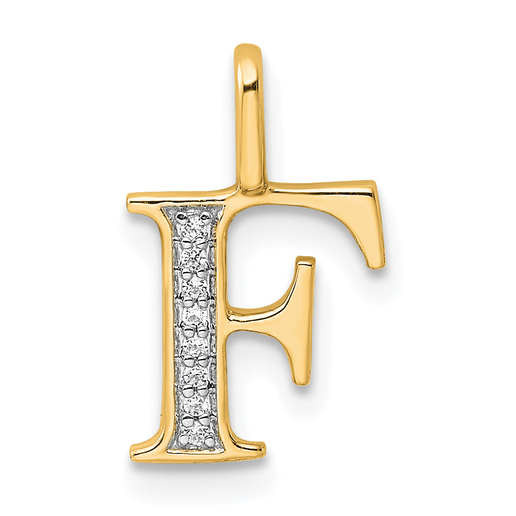 Diamond Initial Pendant - F / 14k Yellow Gold