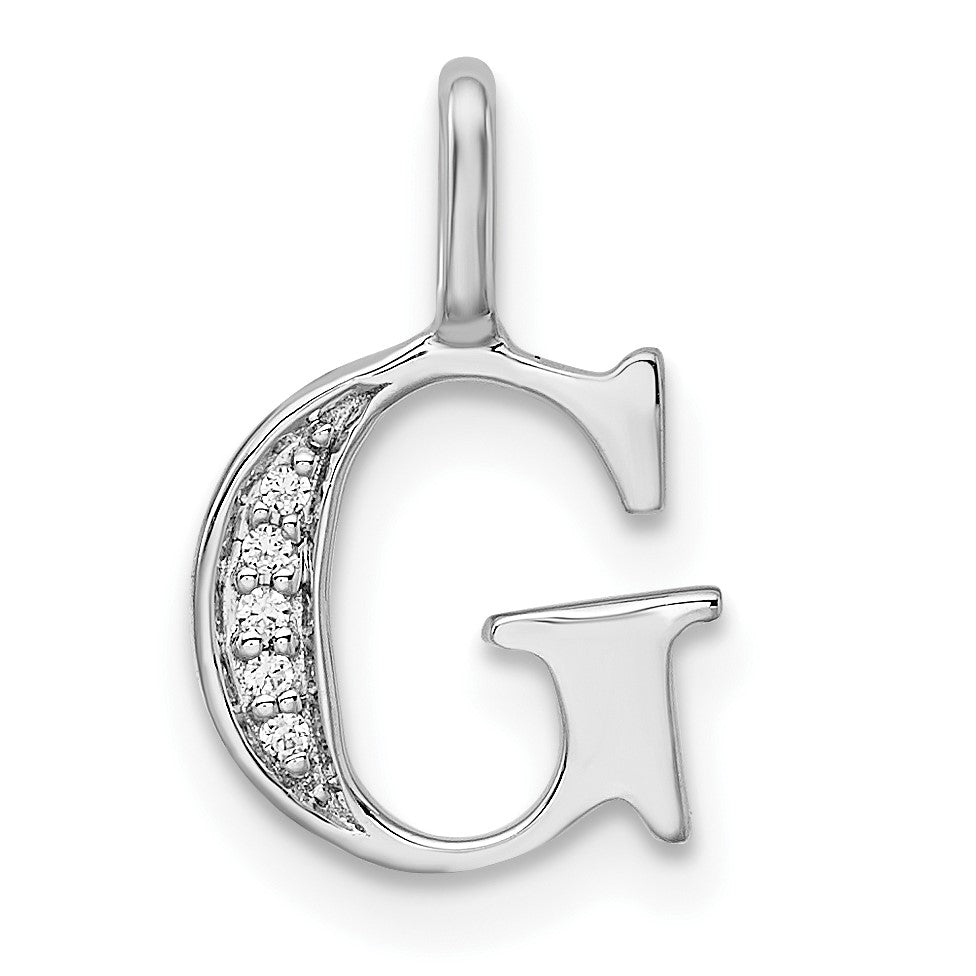 Diamond Initial Pendant - G / 14k White Gold