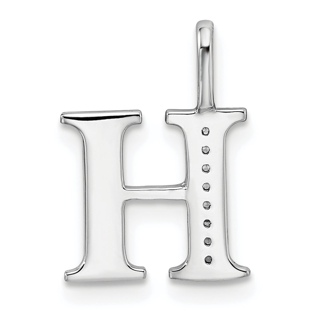 Diamond Initial Pendant - H / 14k White Gold