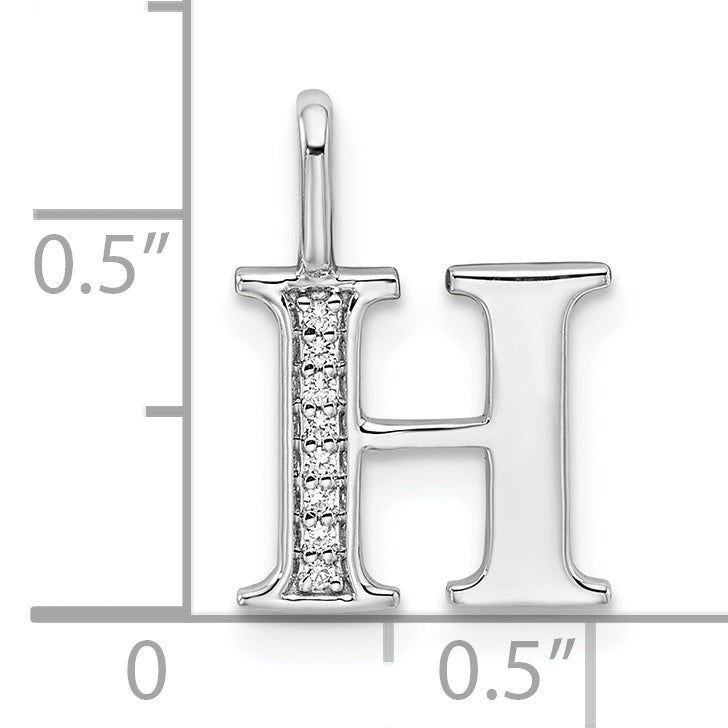Diamond Initial Pendant - H / 14k White Gold