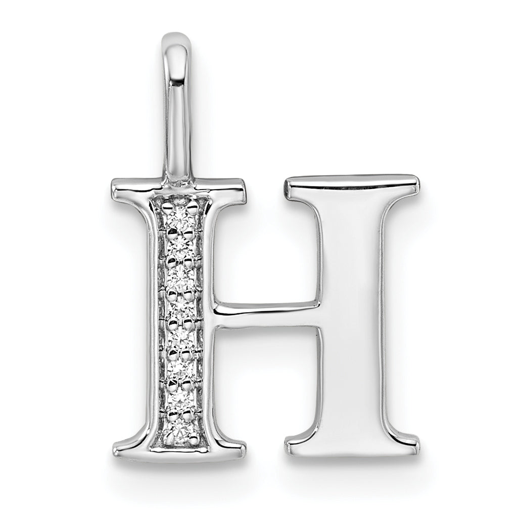 Diamond Initial Pendant - H / 14k White Gold