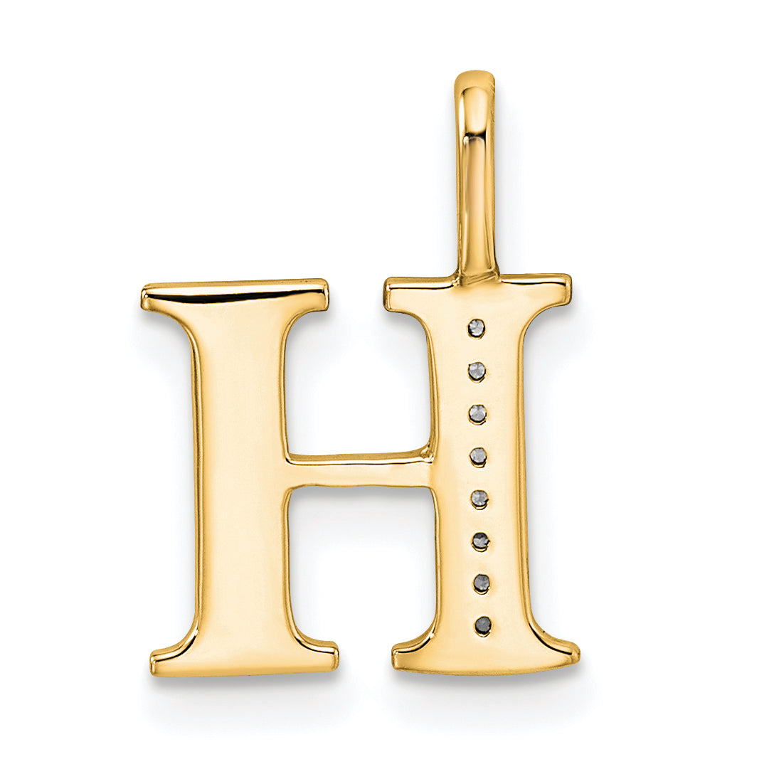 Diamond Initial Pendant - H / 14k Yellow Gold