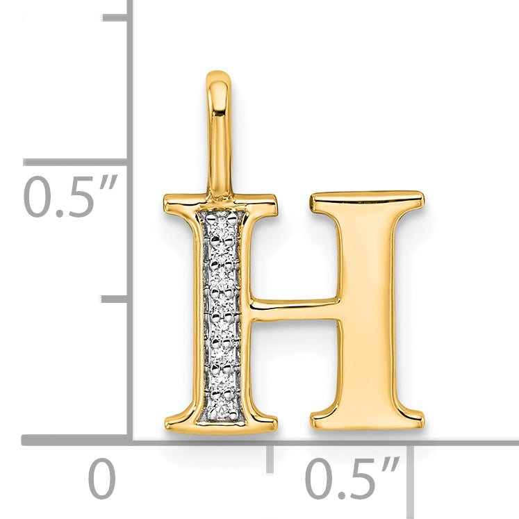 Diamond Initial Pendant - H / 14k Yellow Gold